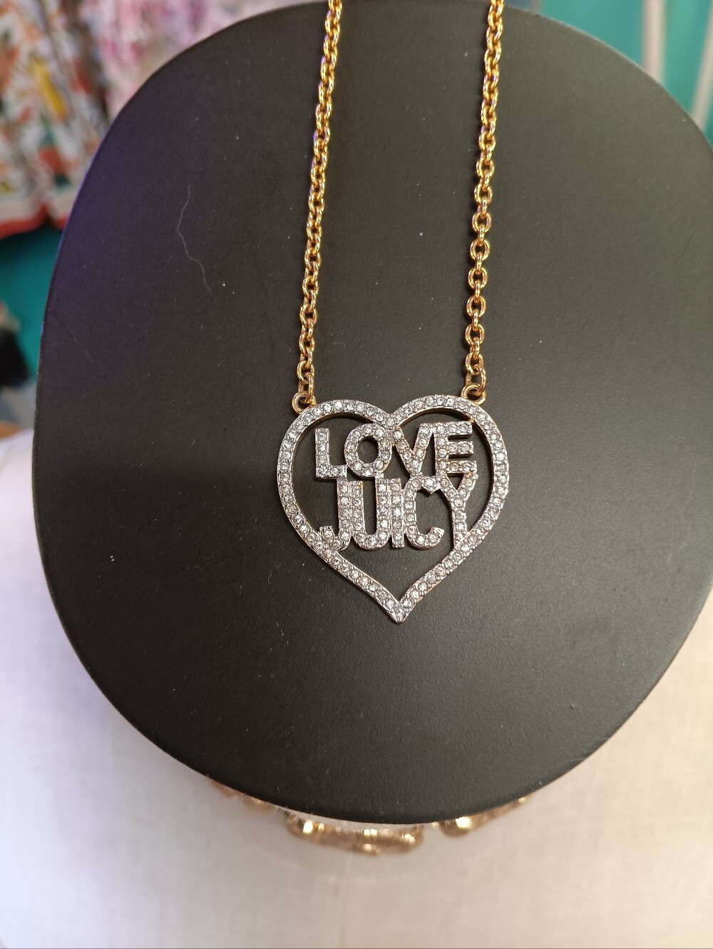 Love Juicy Heart Pendant Necklace - Vintage Gold Tone